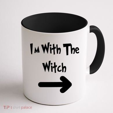 Funny Halloween I'm With The Witch  Coffee Mug back