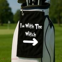 Funny Halloween I'm With The Witch  Golf Towel thumb 2