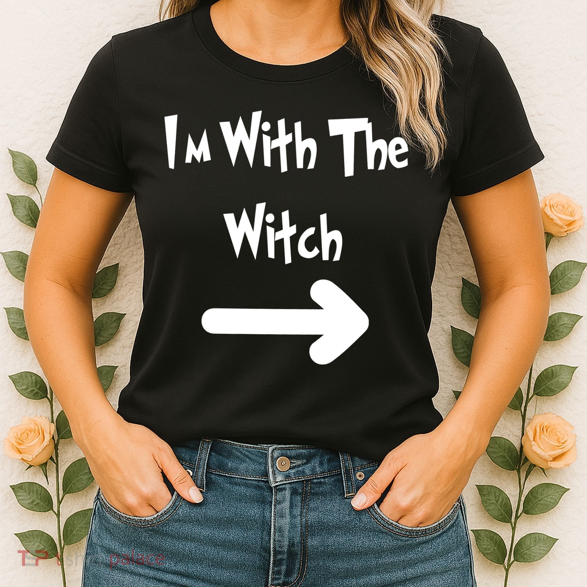 Funny Halloween I'm With The Witch  Women's T-Shirt