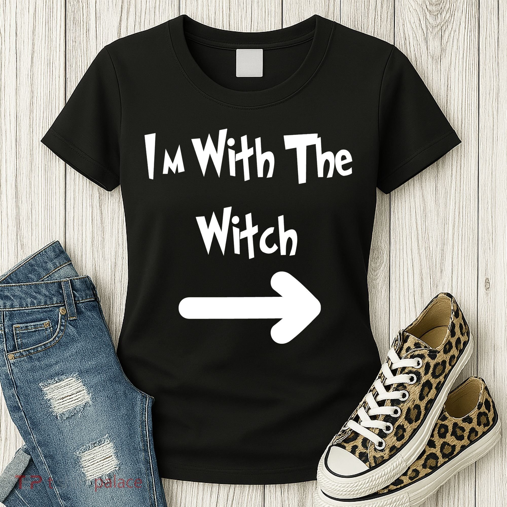 Funny Halloween I'm With The Witch  Women's T-Shirt
