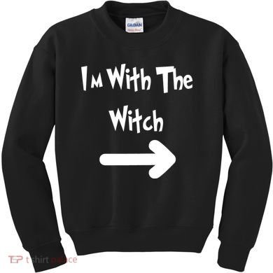 Funny Halloween I'm With The Witch  Kids Sweatshirt