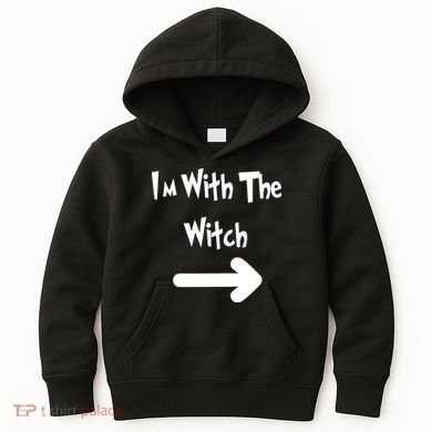 Funny Halloween I'm With The Witch  Kids Hoodie