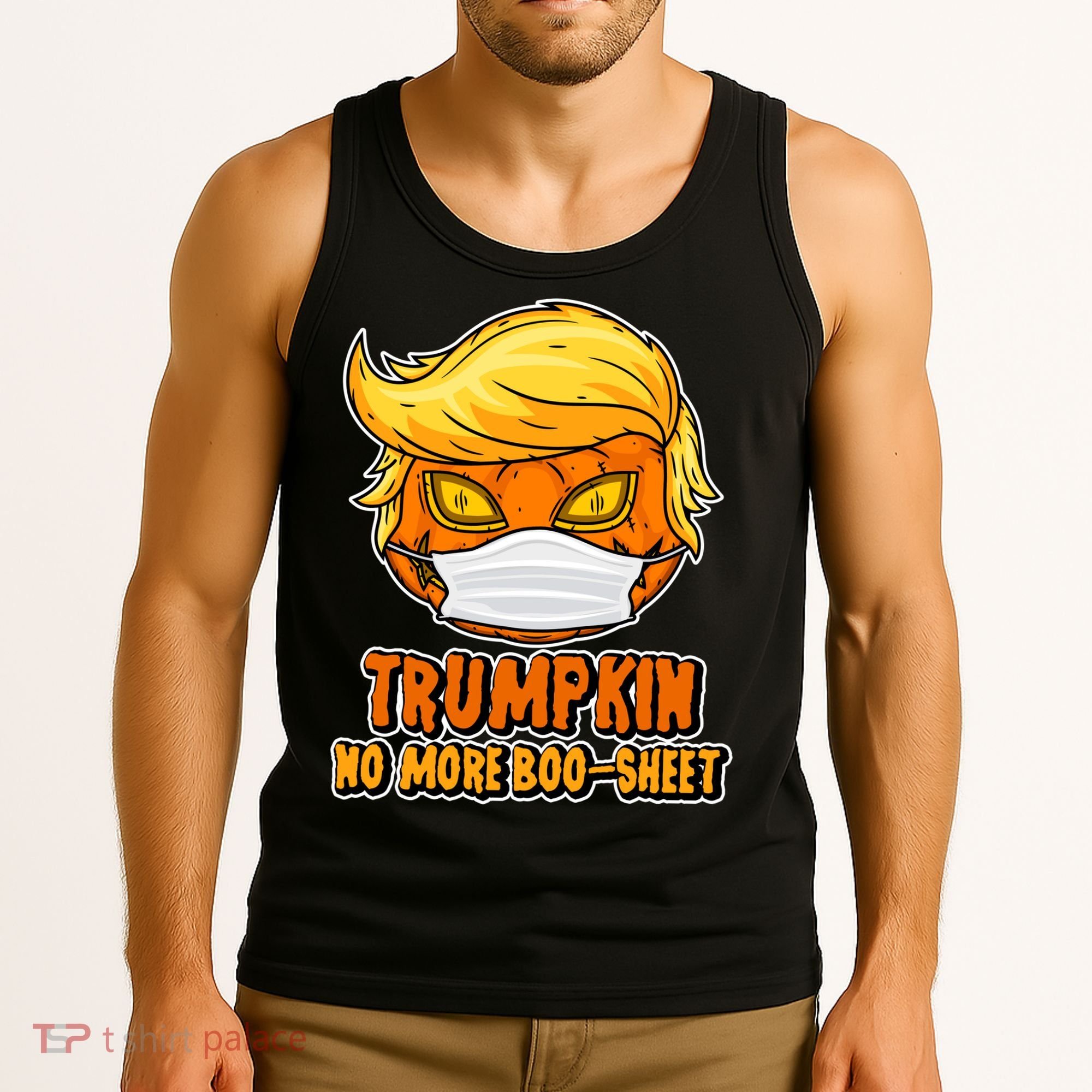 Funny Halloween Trumpkin No More Boo-Sheet Tank Top
