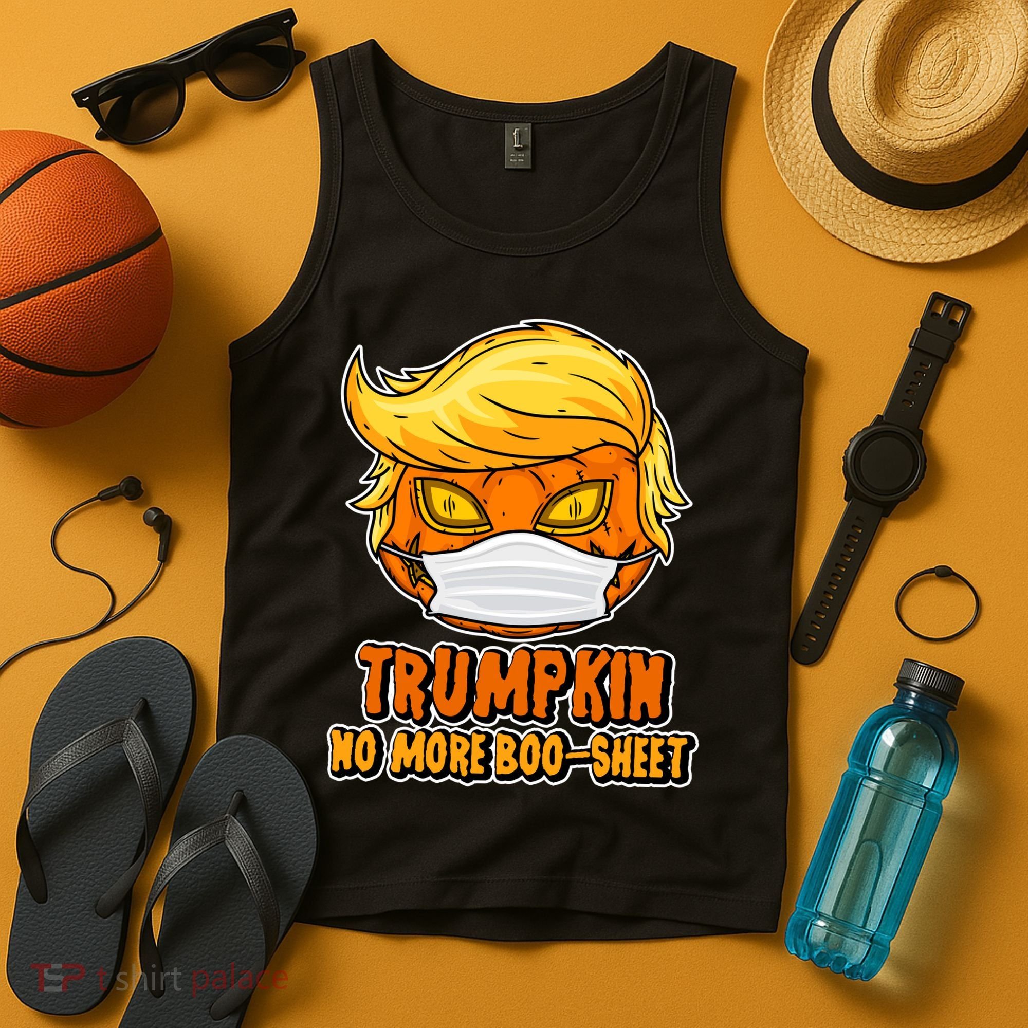Funny Halloween Trumpkin No More Boo-Sheet Tank Top