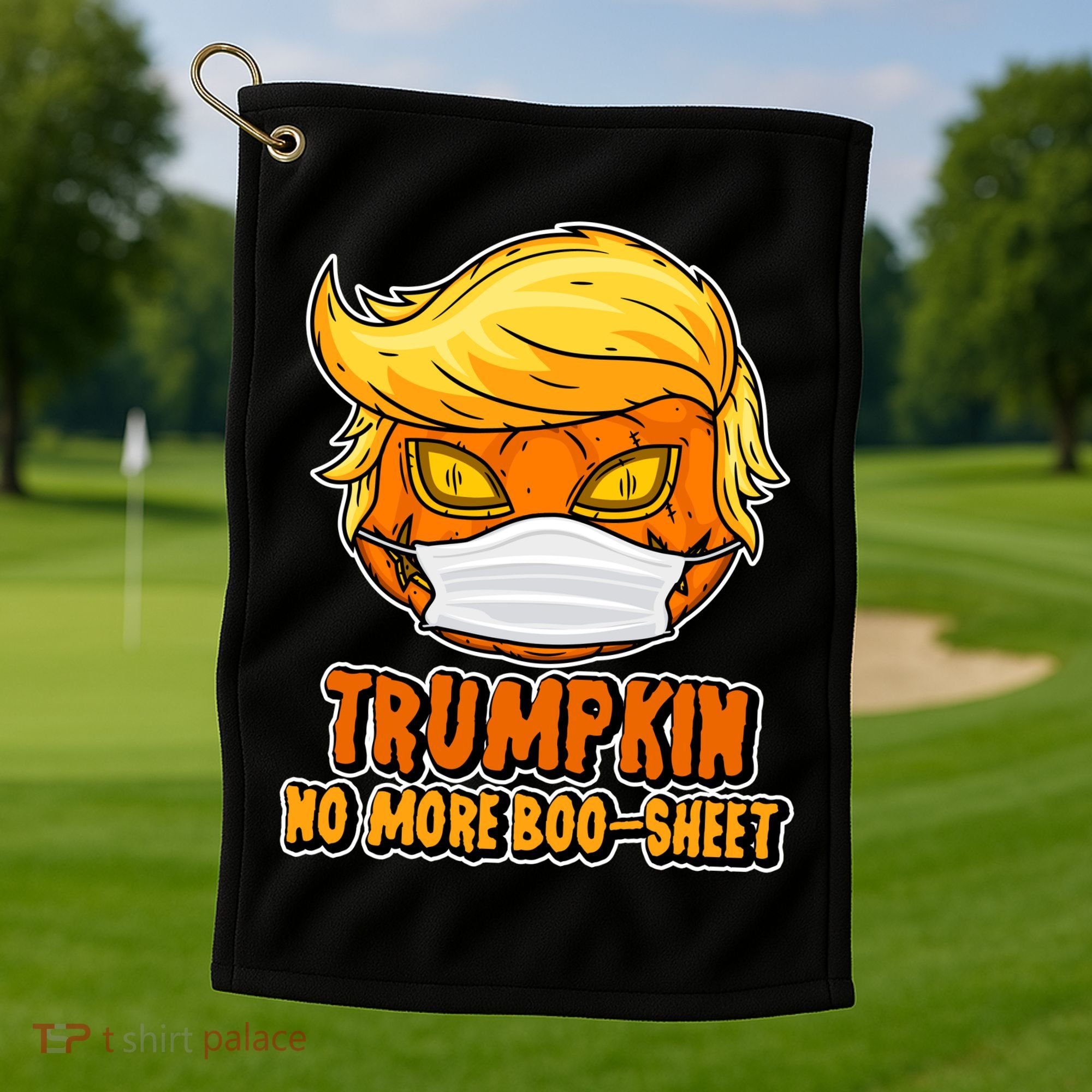 Funny Halloween Trumpkin No More Boo-Sheet Golf Towel
