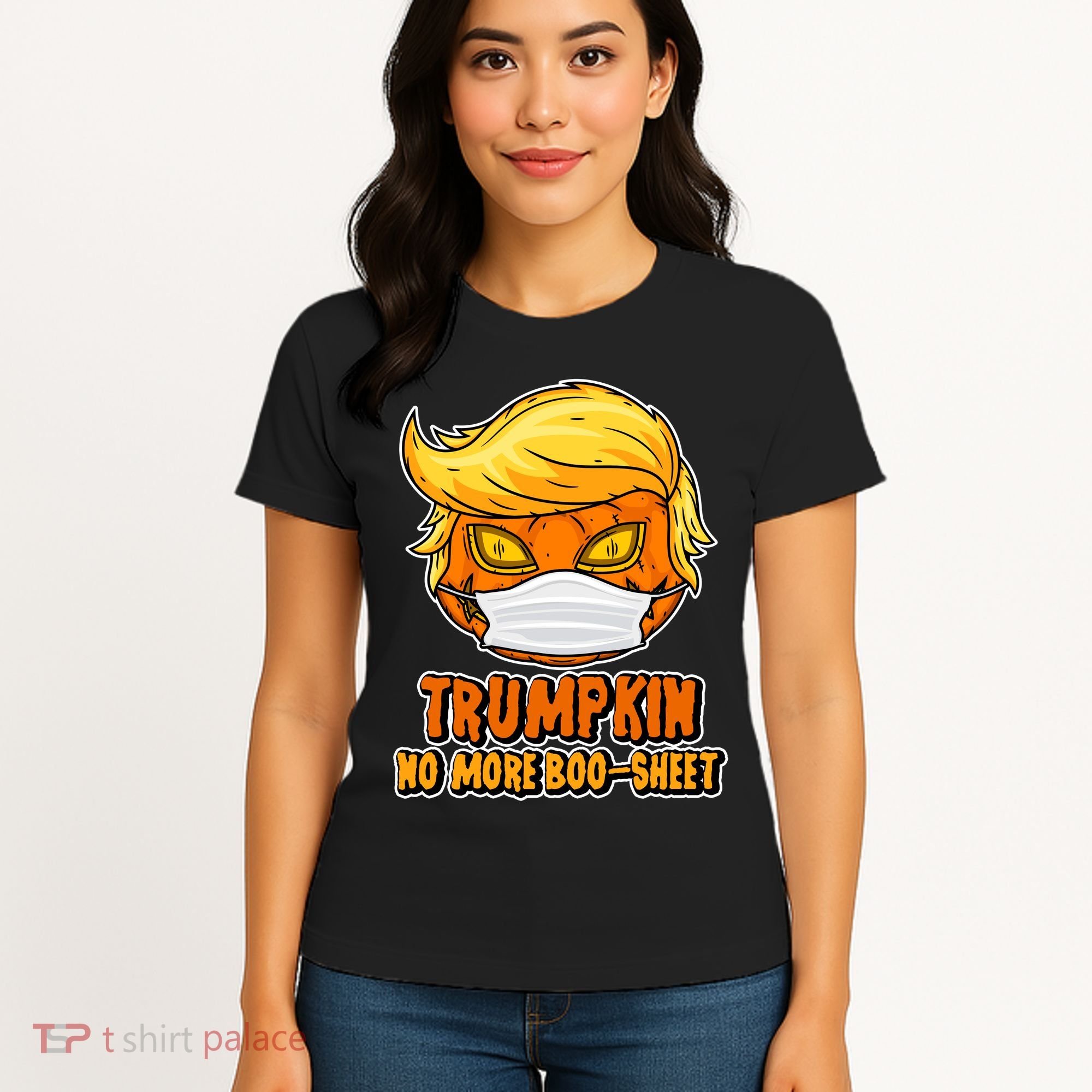 Funny Halloween Trumpkin No More Boo-Sheet Women's T-Shirt