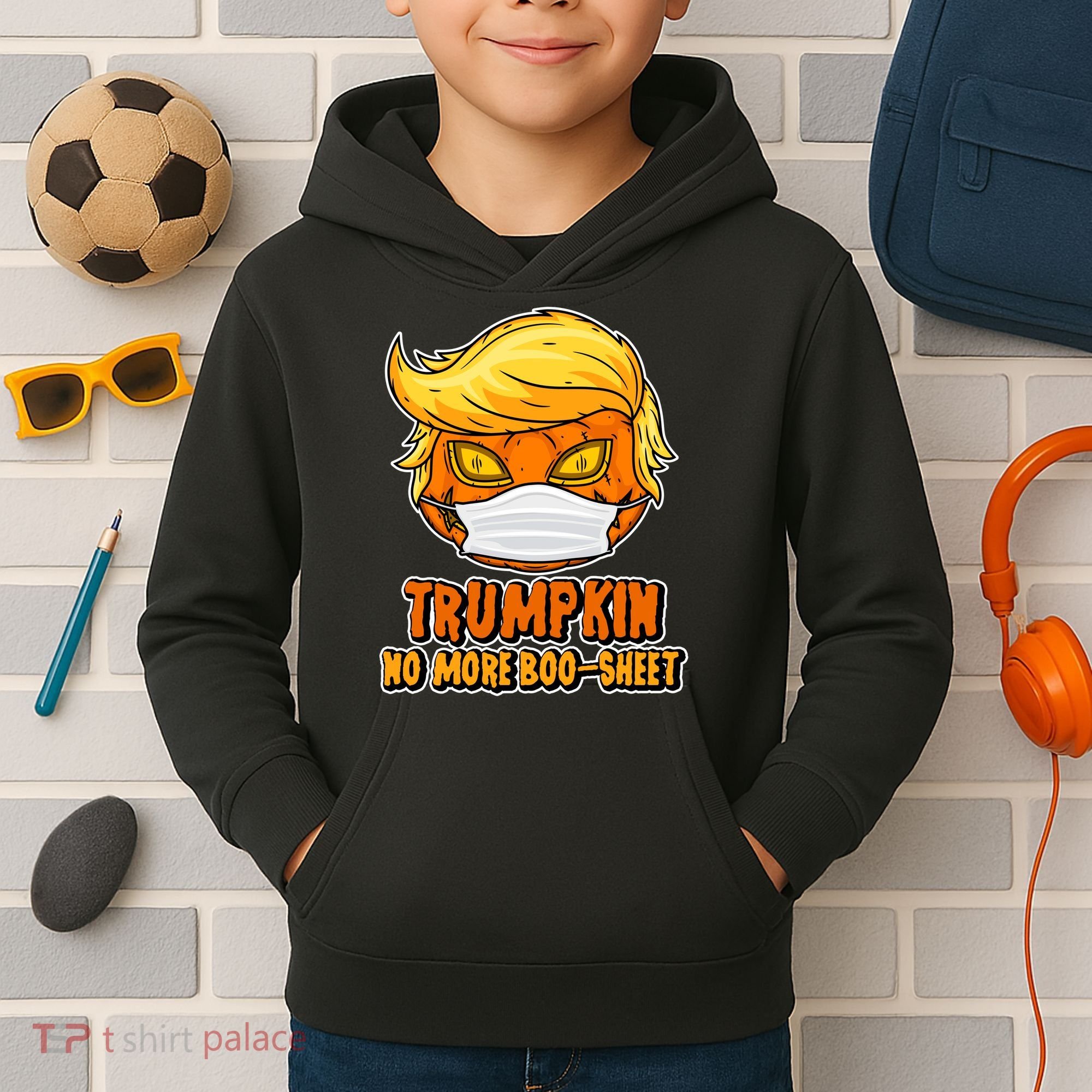 Funny Halloween Trumpkin No More Boo-Sheet Kids Hoodie