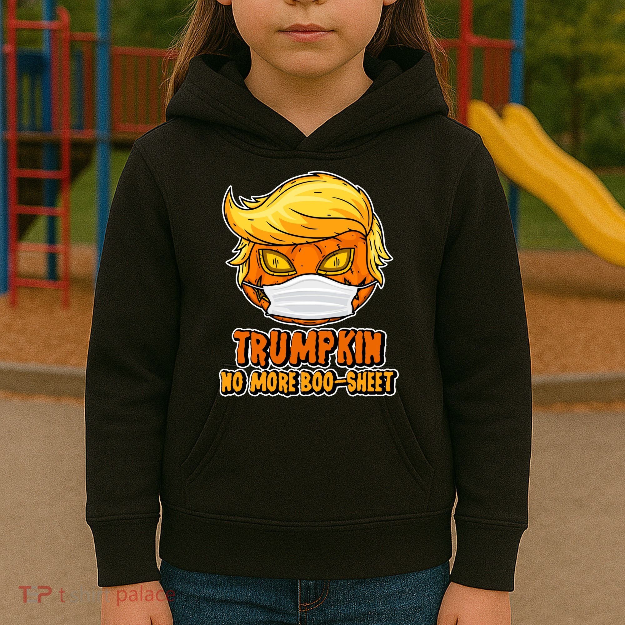 Funny Halloween Trumpkin No More Boo-Sheet Kids Hoodie