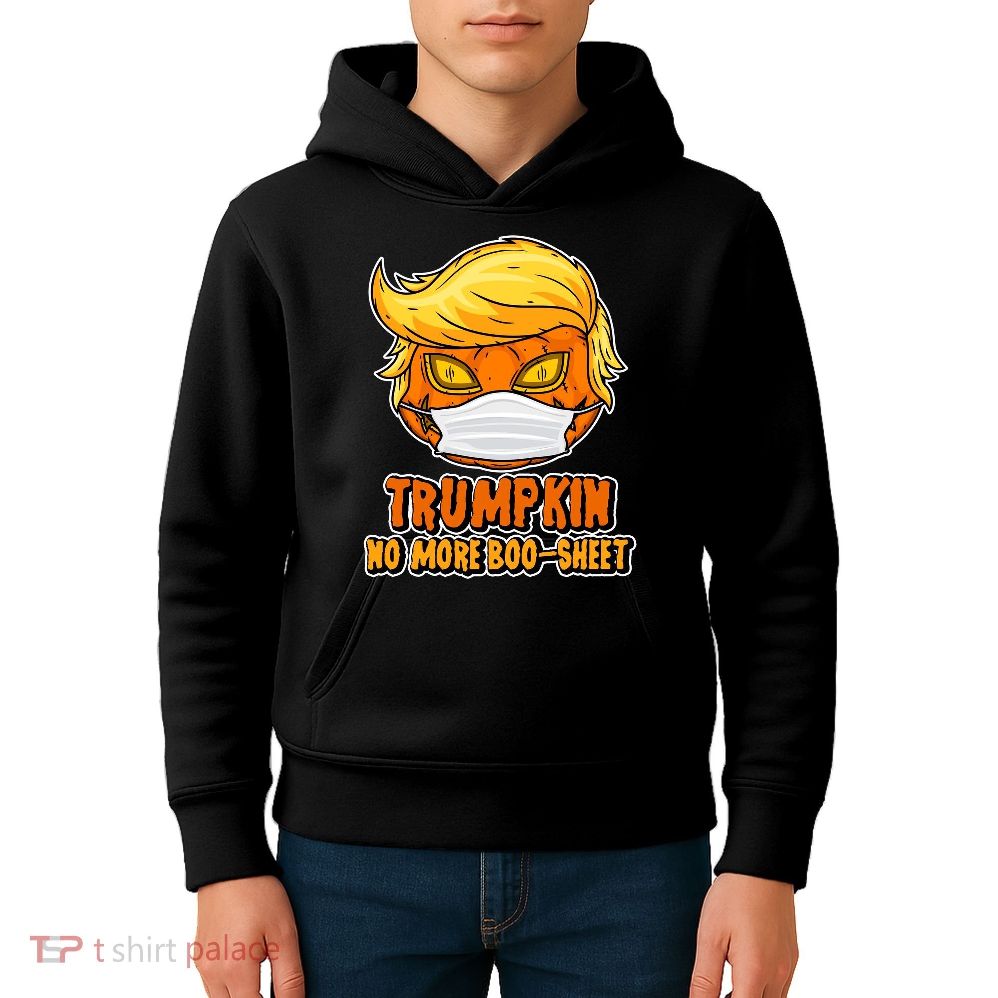 Funny Halloween Trumpkin No More Boo-Sheet Kids Hoodie