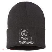 Funny Hand Written - I Came. I Saw. I Made It Awkward. Sustainable Knit Beanie thumb 0