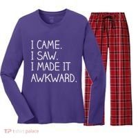 Funny Hand Written - I Came. I Saw. I Made It Awkward. Women's Long Sleeve Flannel Pajama Set  thumb 0