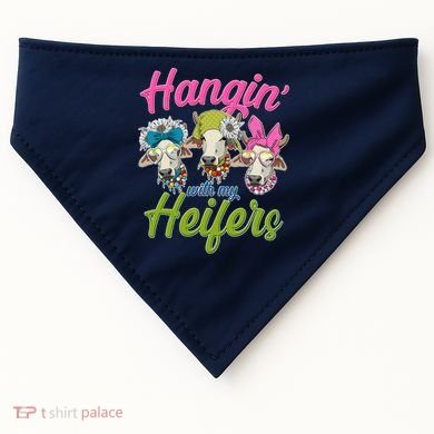 Funny Hangin' With My Heifers Cows USA-Made Doggie Bandana