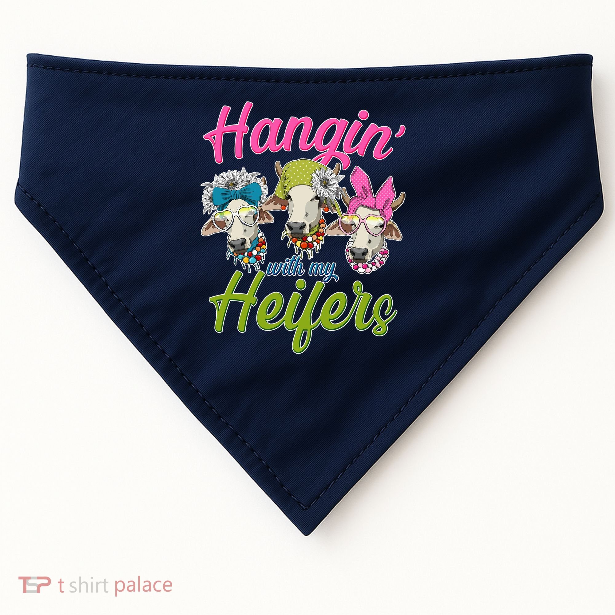 Funny Hangin' With My Heifers Cows USA-Made Doggie Bandana