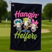 Funny Hangin' With My Heifers Cows Golf Towel thumb 1