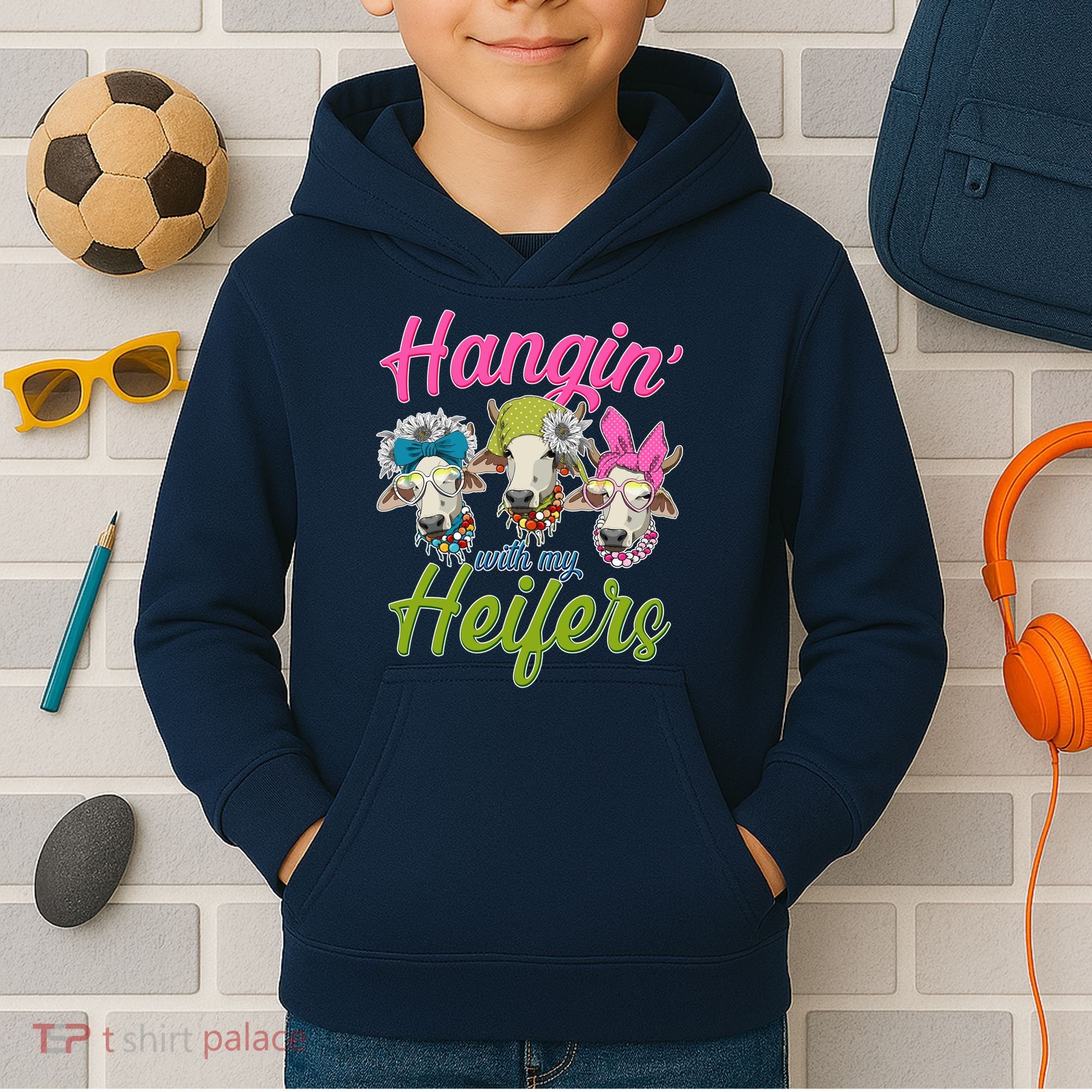 Funny Hangin' With My Heifers Cows Kids Hoodie