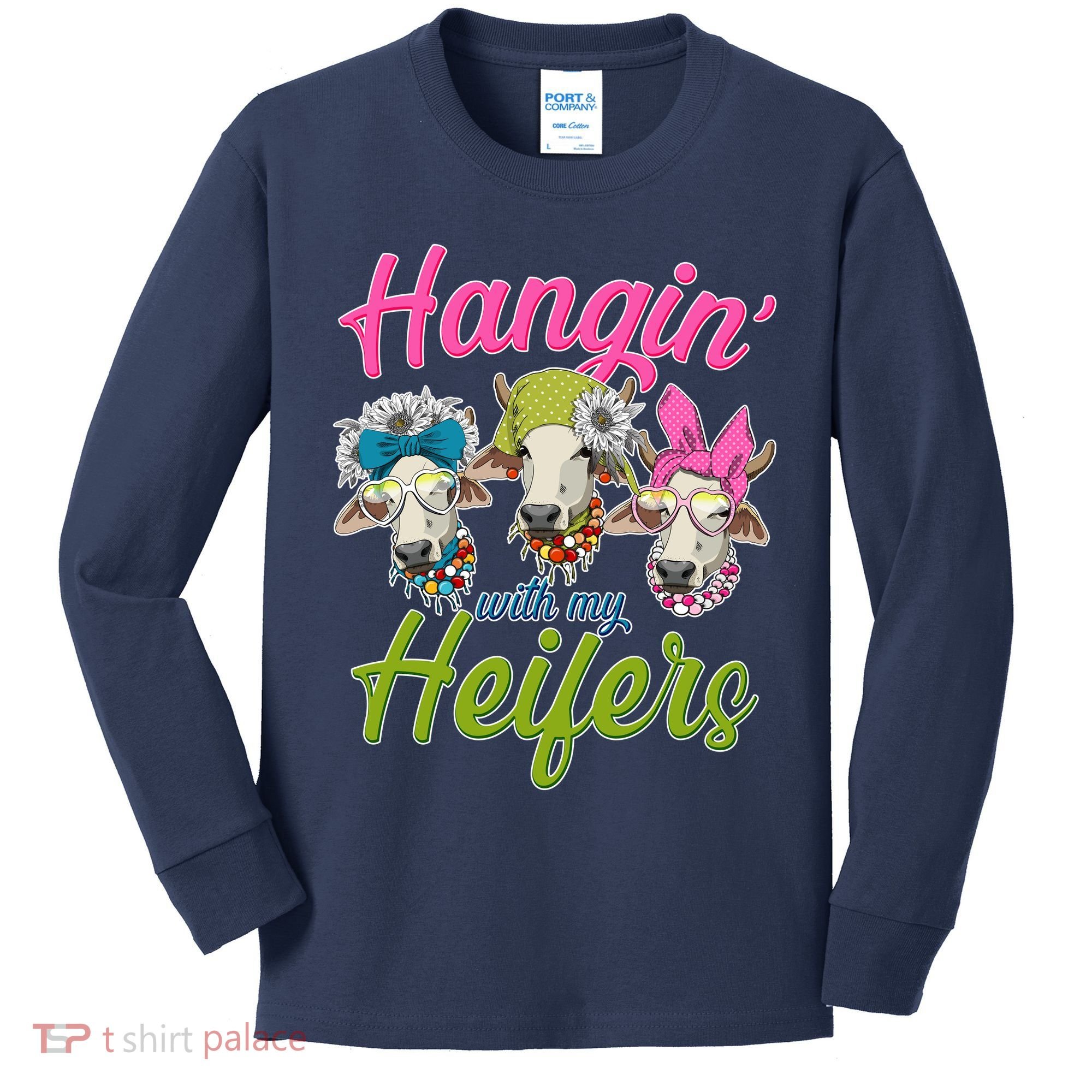 Funny Hangin' With My Heifers Cows Kids Long Sleeve Shirt