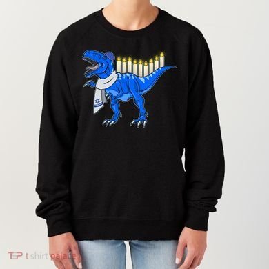 Funny Hanukah Menorasaurus T-Rex Dinosaur Women's Sweatshirt
