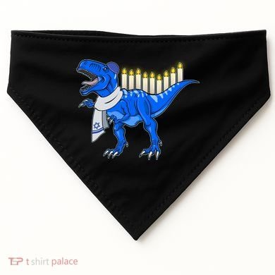 Funny Hanukah Menorasaurus T-Rex Dinosaur USA-Made Doggie Bandana