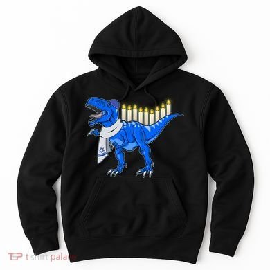 Funny Hanukah Menorasaurus T-Rex Dinosaur Hoodie