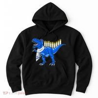 Funny Hanukah Menorasaurus T-Rex Dinosaur Hoodie thumb 0