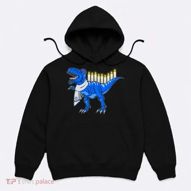 Funny Hanukah Menorasaurus T-Rex Dinosaur Hoodie