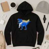 Funny Hanukah Menorasaurus T-Rex Dinosaur Hoodie thumb 3