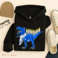 Funny Hanukah Menorasaurus T-Rex Dinosaur Hoodie thumb 4