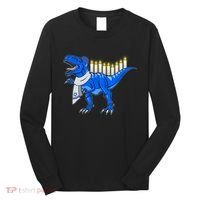 Funny Hanukah Menorasaurus T-Rex Dinosaur Long Sleeve Shirt thumb 0