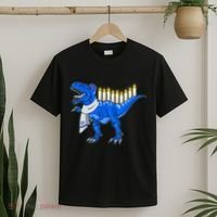 Funny Hanukah Menorasaurus T-Rex Dinosaur T-Shirt thumb 2