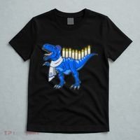 Funny Hanukah Menorasaurus T-Rex Dinosaur T-Shirt thumb 5