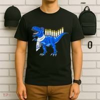 Funny Hanukah Menorasaurus T-Rex Dinosaur T-Shirt thumb 6