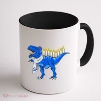 Funny Hanukah Menorasaurus T-Rex Dinosaur Coffee Mug thumb 1