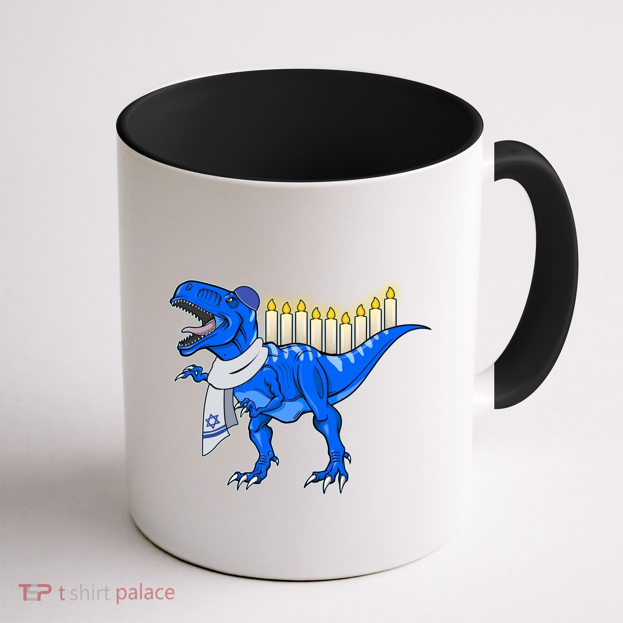 Funny Hanukah Menorasaurus T-Rex Dinosaur Coffee Mug