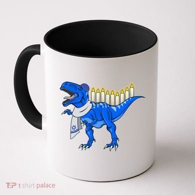 Funny Hanukah Menorasaurus T-Rex Dinosaur Coffee Mug