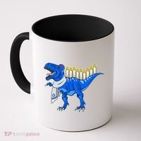 Funny Hanukah Menorasaurus T-Rex Dinosaur Coffee Mug thumb 0