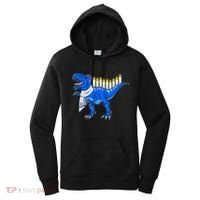 Funny Hanukah Menorasaurus T-Rex Dinosaur Women's Hoodie thumb 0