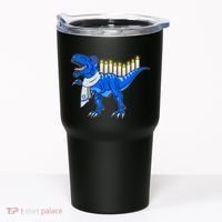 Funny Hanukah Menorasaurus T-Rex Dinosaur Tumbler thumb 0