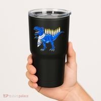 Funny Hanukah Menorasaurus T-Rex Dinosaur Tumbler thumb 2