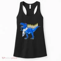 Funny Hanukah Menorasaurus T-Rex Dinosaur Women's Tank Top thumb 0