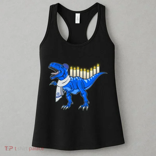 Funny Hanukah Menorasaurus T-Rex Dinosaur Women's Tank Top