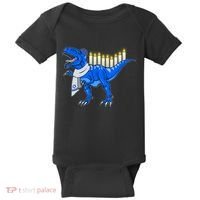 Funny Hanukah Menorasaurus T-Rex Dinosaur Baby Bodysuit thumb 0