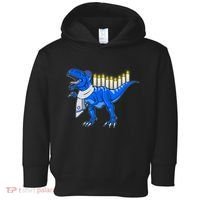 Funny Hanukah Menorasaurus T-Rex Dinosaur Toddler Hoodie thumb 0