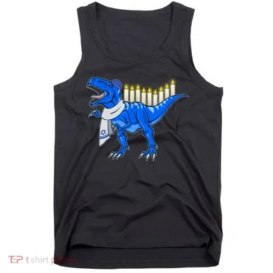 Funny Hanukah Menorasaurus T-Rex Dinosaur Tank Top