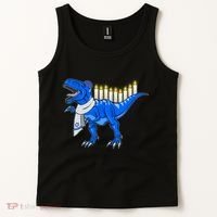 Funny Hanukah Menorasaurus T-Rex Dinosaur Tank Top thumb 2