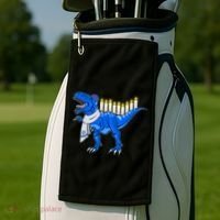 Funny Hanukah Menorasaurus T-Rex Dinosaur Golf Towel thumb 2