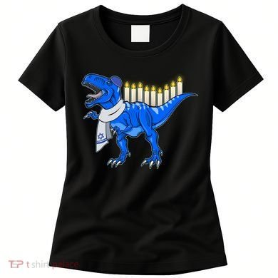 Funny Hanukah Menorasaurus T-Rex Dinosaur Women's T-Shirt