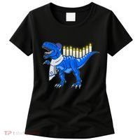 Funny Hanukah Menorasaurus T-Rex Dinosaur Women's T-Shirt thumb 0