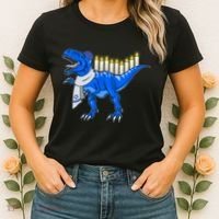 Funny Hanukah Menorasaurus T-Rex Dinosaur Women's T-Shirt thumb 2