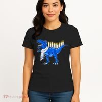 Funny Hanukah Menorasaurus T-Rex Dinosaur Women's T-Shirt thumb 4