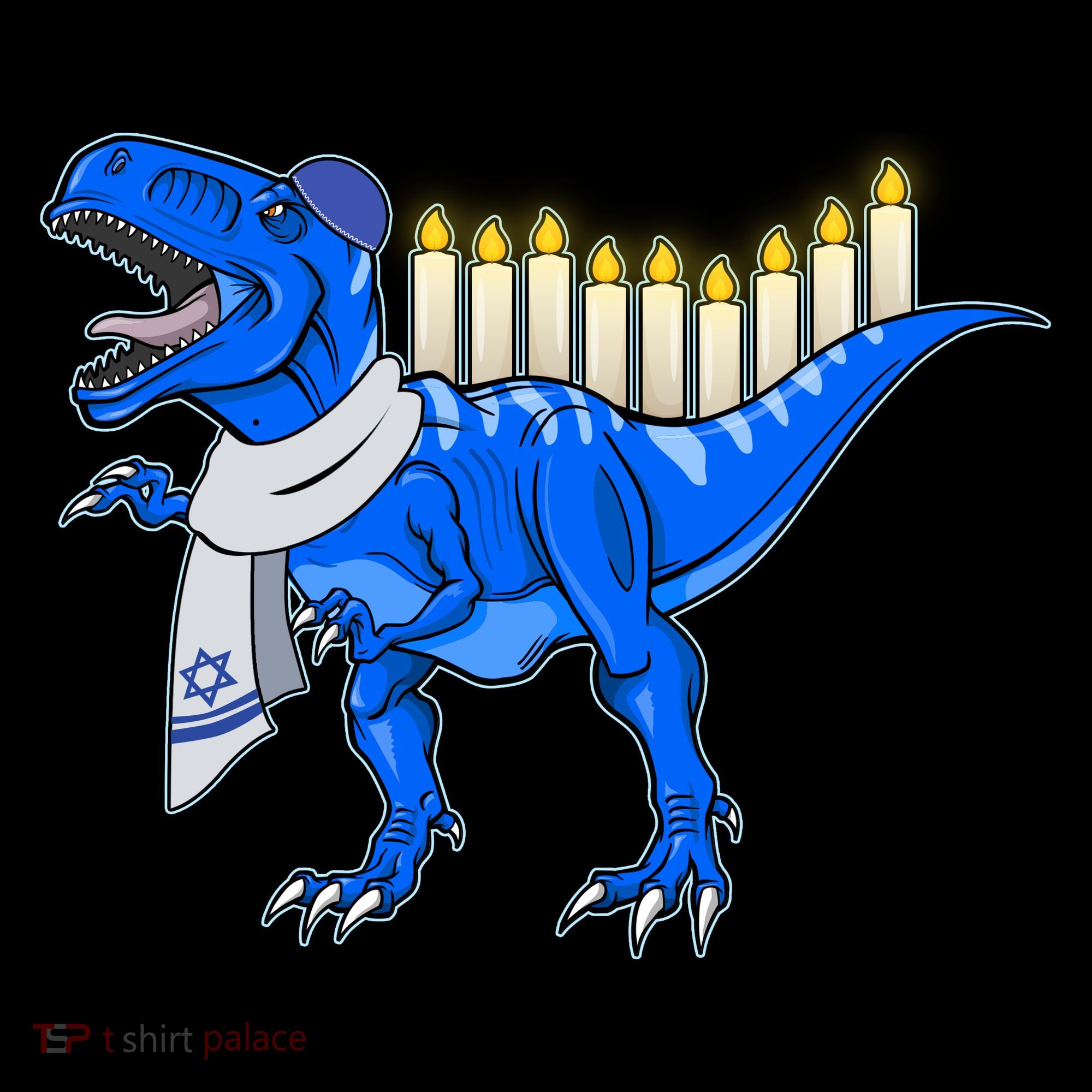 Funny Hanukah Menorasaurus T-Rex Dinosaur Women's T-Shirt